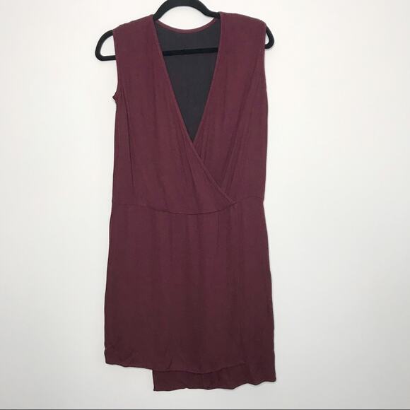 Tibi Size 0 Drapy Crepe Wrap Dress Burgundy Red Asymmetrical Hem Cocktail - Picture 1 of 8